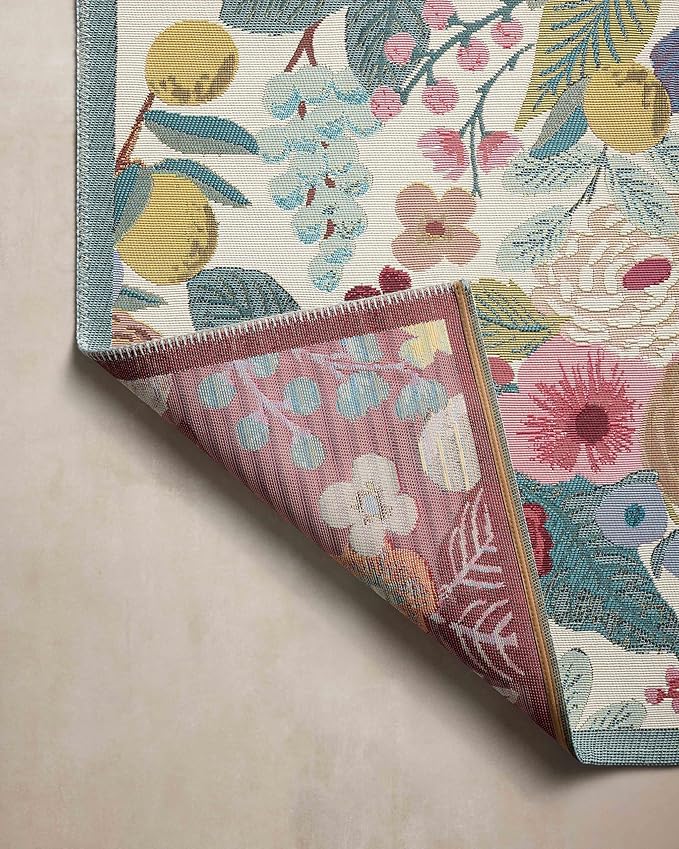 Loloi Rifle Paper Co. Perennial Collection Garden Party PRN-04 Rose/Multi 7'-10" x 11'-2" Indoor/Outdoor Area Rug