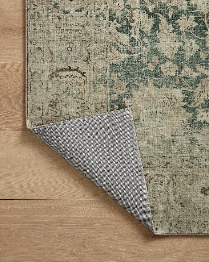 Loloi Magnolia Home by Joanna Gaines Sinclair Collection SIN-05 Jade/Sand 2'-3" x 7'-6", .25" Pile Height, Machine Washable, Runner Rug