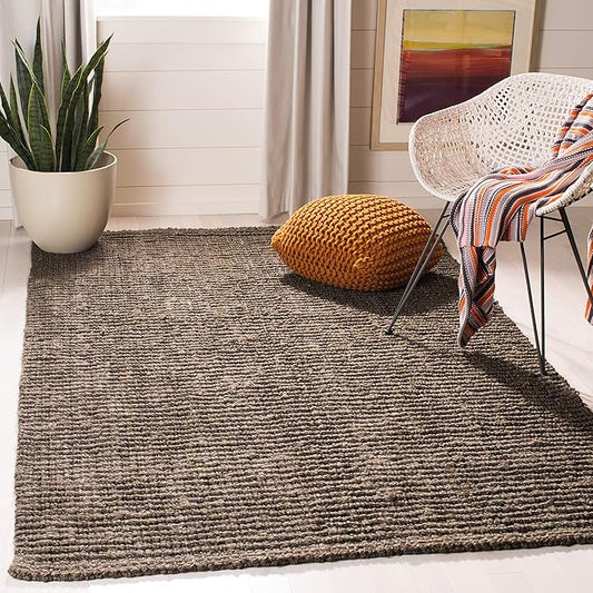 SAFAVIEH Natural Fiber Collection 6' Square Brown NF447D Handmade Chunky Textured Premium Jute 0.75-inch Thick Area Rug