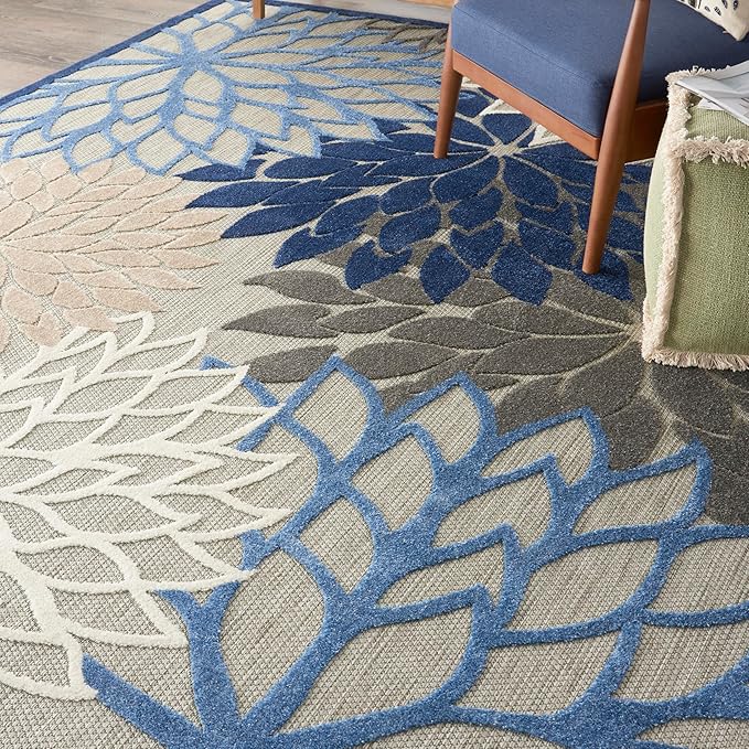Nourison Aloha 9'6" x 13' Fabric Indoor/Outdoor Rug in Blue/Multi-Color