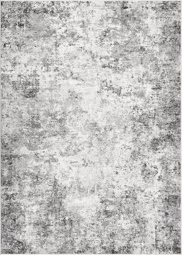 3x5 Area Rug Living Room Rugs - Washable Neutral Modern Abstract Soft Thin Rug Indoor Floor No Slip Rug Carpet for Bedroom Under Dining Table Home Office Decor - Grey