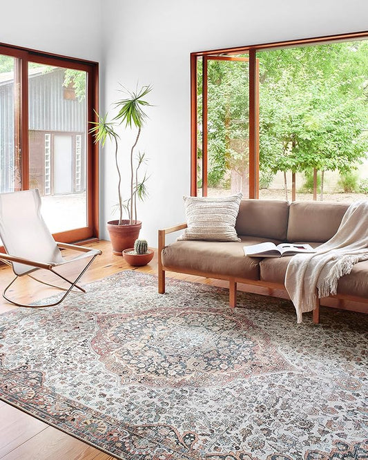 Loloi II Wynter Collection WYN-01 Red/Multi 2'-6" x 9'-6", .13" Thick, Runner Rug, Soft, Durable, Printed, Vintage Inspired, Low Pile, Non-Shedding, Easy Clean, Living Room Rug