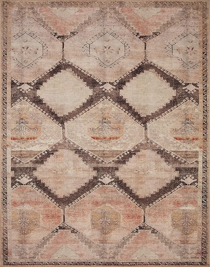 Loloi II Wynter Collection WYN-08 Graphite/Blush 2'-6" x 7'-6", .13" Thick, Runner Rug, Soft, Durable, Printed, Vintage Inspired, Low Pile, Non-Shedding, Easy Clean, Living Room Rug