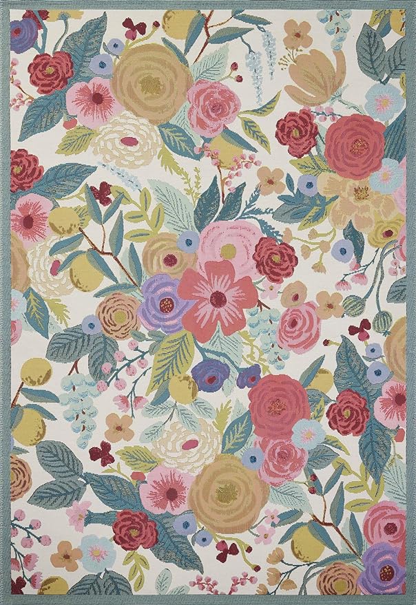 Loloi Rifle Paper Co. Perennial Collection Garden Party PRN-04 Rose/Multi 6'-7" x 9'-4" Indoor/Outdoor Area Rug