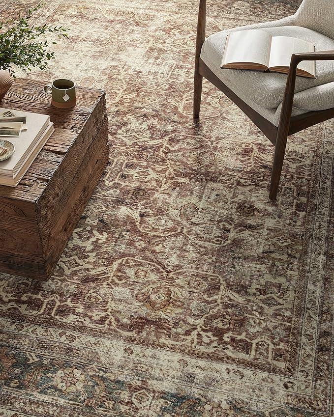 Loloi Magnolia Home by Joanna Gaines Sinclair Collection SIN-01 Rust/Lagoon 2'-3" x 9'-6", .25" Pile Height, Machine Washable, Runner Rug