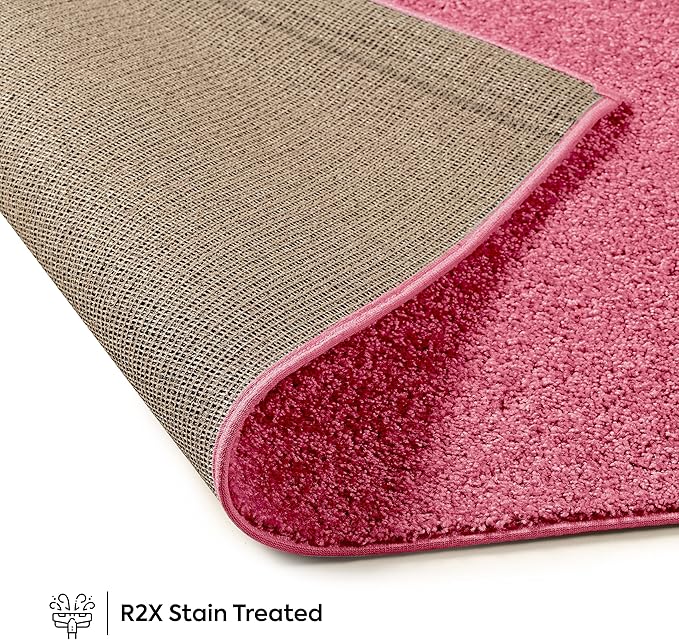 Solid Color Area Rugs Pink - 2' x 6' Runner, Indoor, Stain & Fade Resistant, Perfect for Living Room, Bedroom, Dining Room, Entryway, Doorway, Pet & Kids Friendly Rug, Wedding, Made in USA