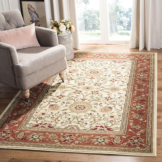 SAFAVIEH Lyndhurst Collection Area Rug - 6' x 9', Ivory & Rust, Traditional Oriental Design, Non-Shedding & Easy Care, Ideal for High Traffic Areas in Living Room, Bedroom (LNH212R)