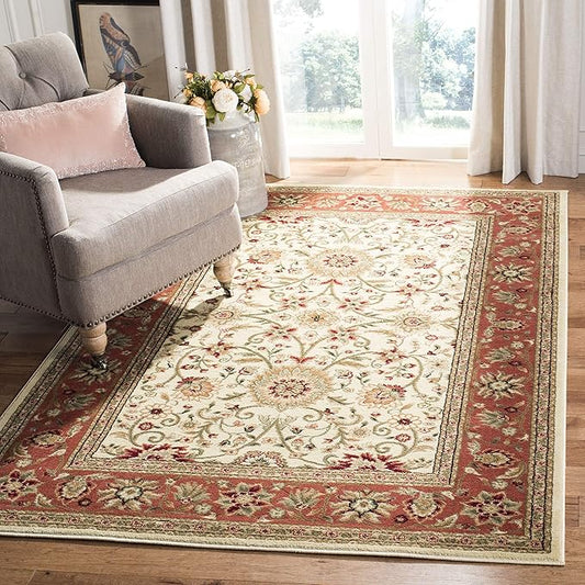 SAFAVIEH Lyndhurst Collection Area Rug - 6' x 9', Ivory & Rust, Traditional Oriental Design, Non-Shedding & Easy Care, Ideal for High Traffic Areas in Living Room, Bedroom (LNH212R)