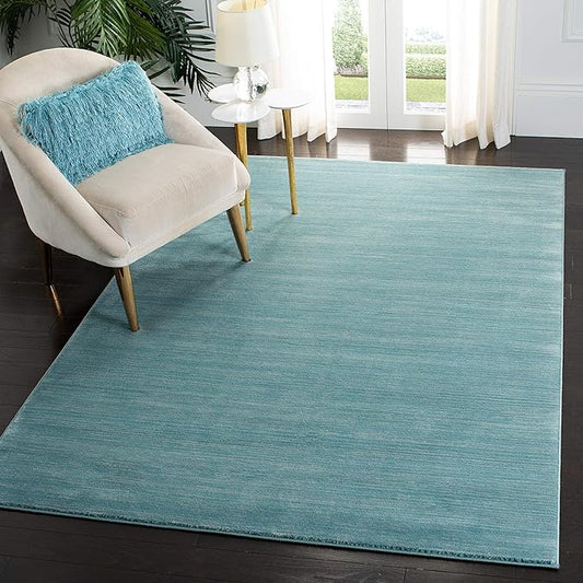 SAFAVIEH Vision Collection Accent Rug - 4' x 6', Aqua, Modern Ombre Tonal Chic Design, Non-Shedding & Easy Care, Ideal for High Traffic Areas in Entryway, Living Room, Bedroom (VSN606B)
