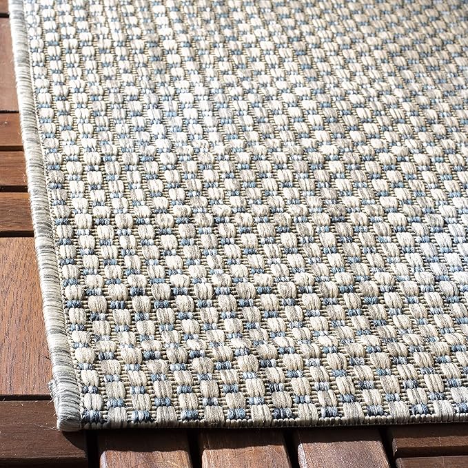 SAFAVIEH Courtyard Collection 8' x 10' Grey/Navy CY8521 Indoor/ Outside Waterproof Easy cleansingPatio Backyard Mudroom Area Mat