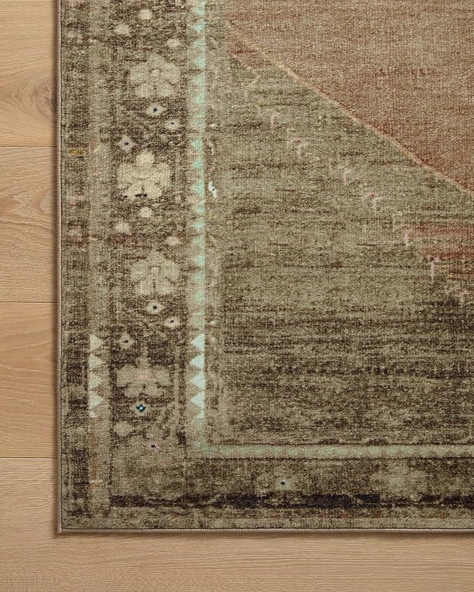 Loloi Magnolia Home by Joanna Gaines Sinclair Collection SIN-06 Clay/Tobacco 2'-3" x 9'-6", .25" Pile Height, Machine Washable, Runner Rug