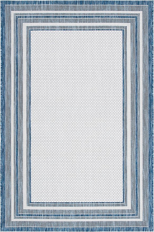 SAFAVIEH Courtyard Collection 2' x 3'7" Ivory/Navy CY8475 Indoor/ Outdoor Waterproof Easy Cleaning Patio Backyard Mudroom Accent Rug