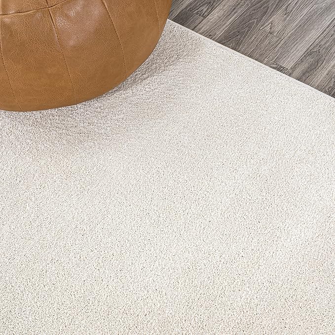 JONATHAN Y SEU100T-210 Haze Solid Low-Pile Indoor Runner-Rug, Coastal, Bohemian, Minimalist Easy-Cleaning,Bedroom,Kitchen,Living Room,Non Shedding, Cream, 2 X 10