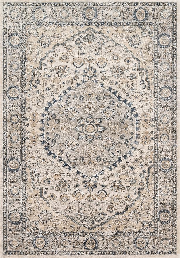 Loloi II Teagan Collection TEA-01 Natural/Lt. Grey 2'-8" x 10'-6", .25" Thick, Runner Rug, Soft, Durable, Neutral, Woven, Low Pile, Non-Shedding, Easy Clean, Living Room Rug