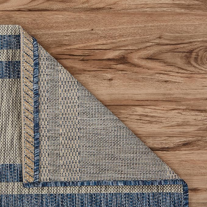 LR Home 5 x 7 Indoor/Outdoor Area Rug for Home Decor | Nautical Anchor carpet for living room, bedroom, playroom, patio, garden | Modern farmhouse rug | Denim Blue/Gray