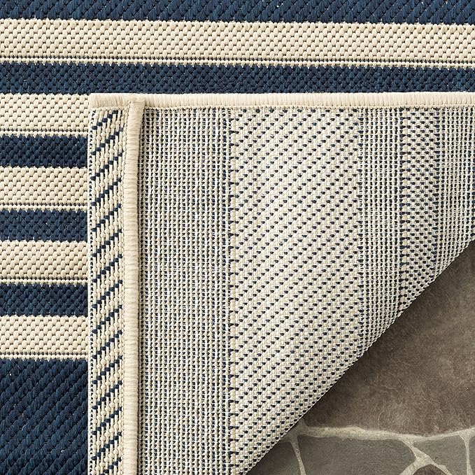 SAFAVIEH Courtyard Collection Runner Rug - 2'3" x 6'7", Navy & Beige, Non-Shedding & Easy Care, Indoor/Outdoor & Washable-Ideal for Patio, Backyard, Mudroom (CY6062-268)