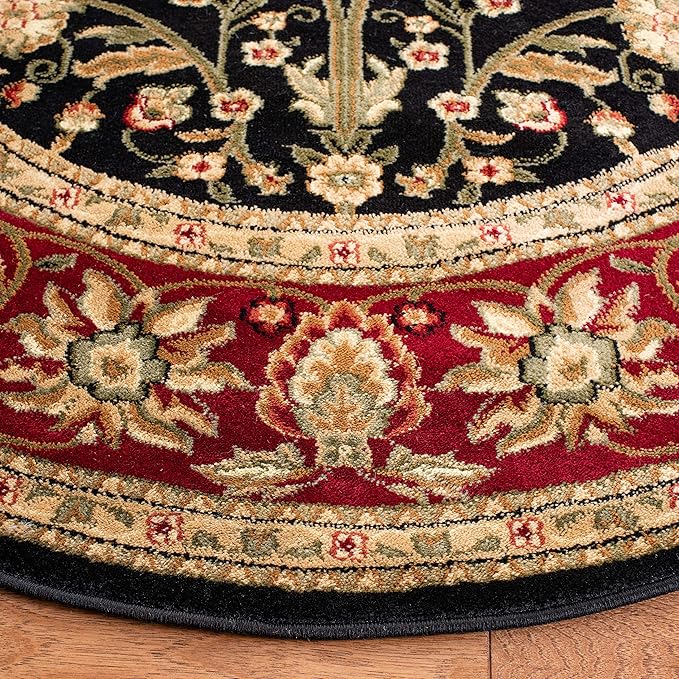 SAFAVIEH Lyndhurst Collection 10' Round Black/Red LNH212G Traditional Oriental Non-Shedding Living Room Bedroom Area Rug