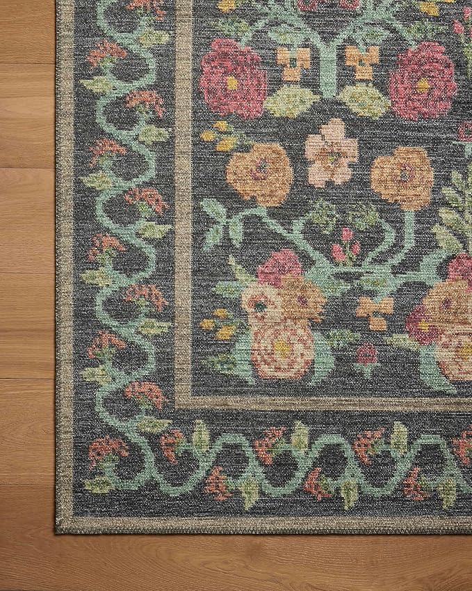 Loloi Rifle Paper Co. Rosa Collection RSA-01 Black 8'-4" x 11'-6" Area Rug