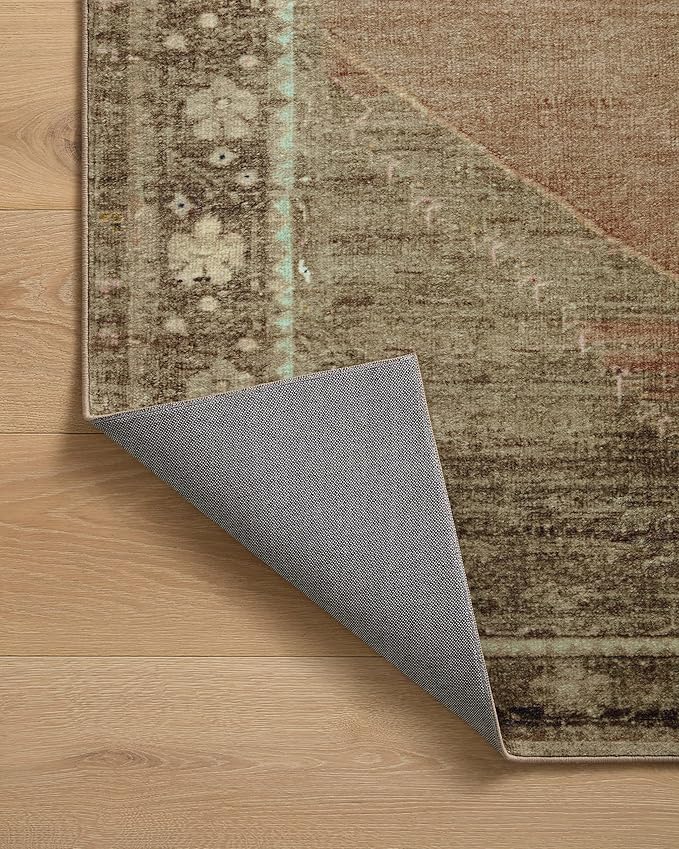 Loloi Magnolia Home by Joanna Gaines Sinclair Collection SIN-06 Clay/Tobacco 2'-3" x 3'-9", .25" Pile Height, Machine Washable, Accent Rug