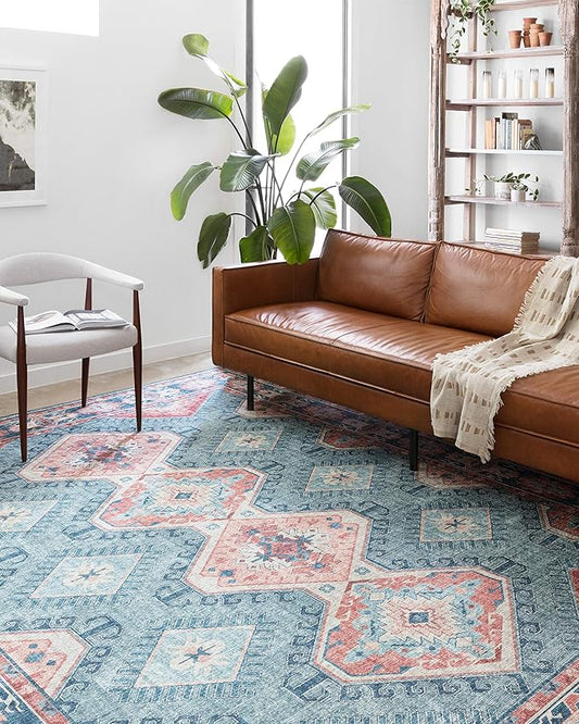 Loloi II Skye Collection SKY-03 Turquoise/Terracotta 2'-6" x 7'-6" Runner Rug