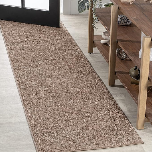 JONATHAN Y SEU100J-214 Haze Solid Low-Pile Indoor Runner Rug, Coastal, Bohemian, Minimalist, Classic, Casual for Bedroom,Kitchen,Living Room,Non Shedding,Easy-Washing, Brown, 2 X 14