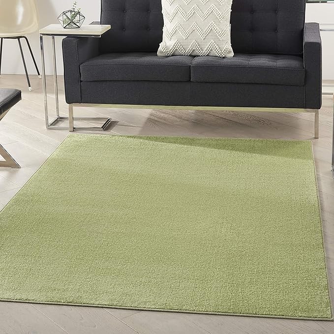 Nourison Essentials Indoor/Outdoor Green 6' x 9' Area Rug, Easy Cleaning, Non Shedding, Bed Room, Living Room, Dining Room, Backyard, Deck, Patio (6x9)