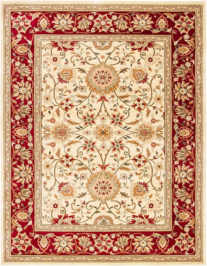 SAFAVIEH Lyndhurst Collection X-Large Area Rug - 11' x 15', Ivory & Red, Traditional Oriental Design, Non-Shedding & Easy Care, Ideal for High Traffic Areas in Living Room, Bedroom (LNH212K)
