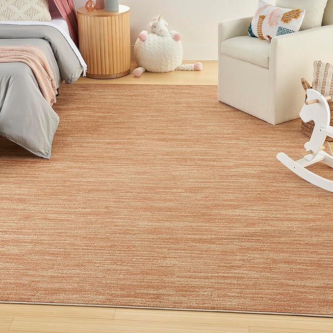 Nourison Essentials Indoor/Outdoor Rust 7' x 10' Area Rug, Easy Cleaning, Non Shedding, Bed Room, Living Room, Dining Room, Backyard, Deck, Patio (7x10)