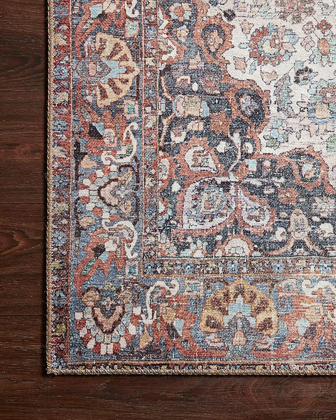 Loloi II Wynter Collection WYN-01 Red/Multi 2'-6" x 9'-6", .13" Thick, Runner Rug, Soft, Durable, Printed, Vintage Inspired, Low Pile, Non-Shedding, Easy Clean, Living Room Rug