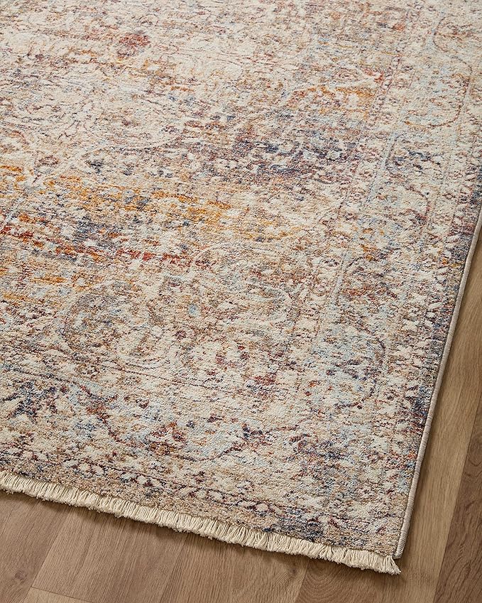 Loloi Sorrento Collection 9'-6" x 13'-1" Area Rug in Natural/Multi - Vintage Inspired Patterned Area Rug, Unique Area Rug for Living Room, Bedroom, Dining Area