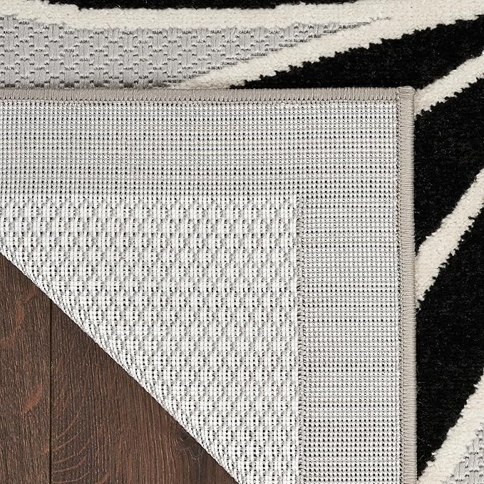 Nourison Aloha Indoor/Outdoor Black White 2'8" x 4' Area Rug, Easy Cleaning, Non Shedding, Bed Room, Living Room, Dining Room, Backyard, Deck, Patio (3x4)