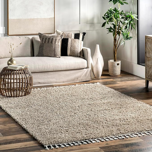 nuLOOM Neva Modern Tasseled Shag Area Rug, 8x11, Beige