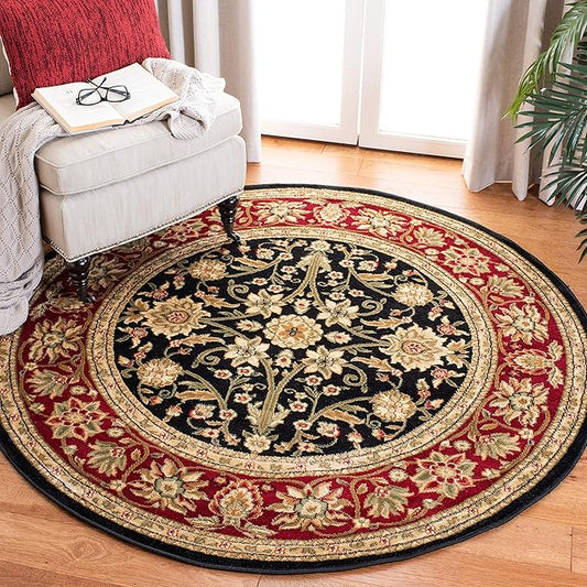 SAFAVIEH Lyndhurst Collection 10' Round Black/Red LNH212G Traditional Oriental Non-Shedding Living Room Bedroom Area Rug