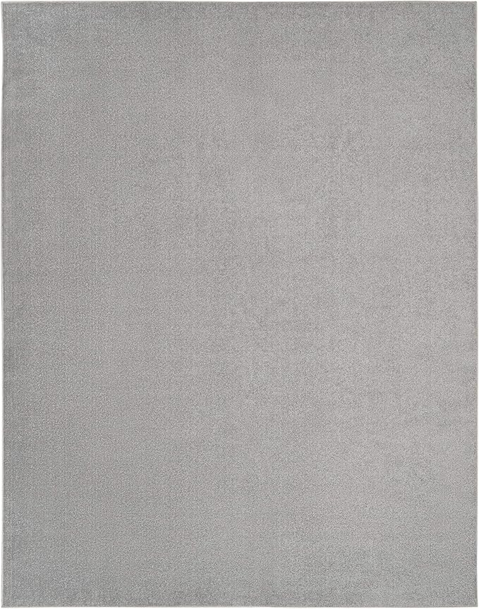 Nourison Essentials Indoor/Outdoor Silver Grey 12' x 15' Area Rug, Easy Cleaning, Non Shedding, Bed Room, Living Room, Dining Room, Backyard, Deck, Patio (12x15)