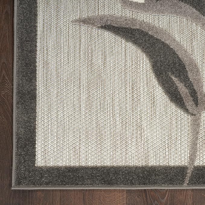 Nourison Aloha Indoor-Outdoor Beige 3'6" x 5'6" Area Rug, Easy Cleaning, Non Shedding, Bed Room, Living Room, Dining Room, Kitchen (4x6)