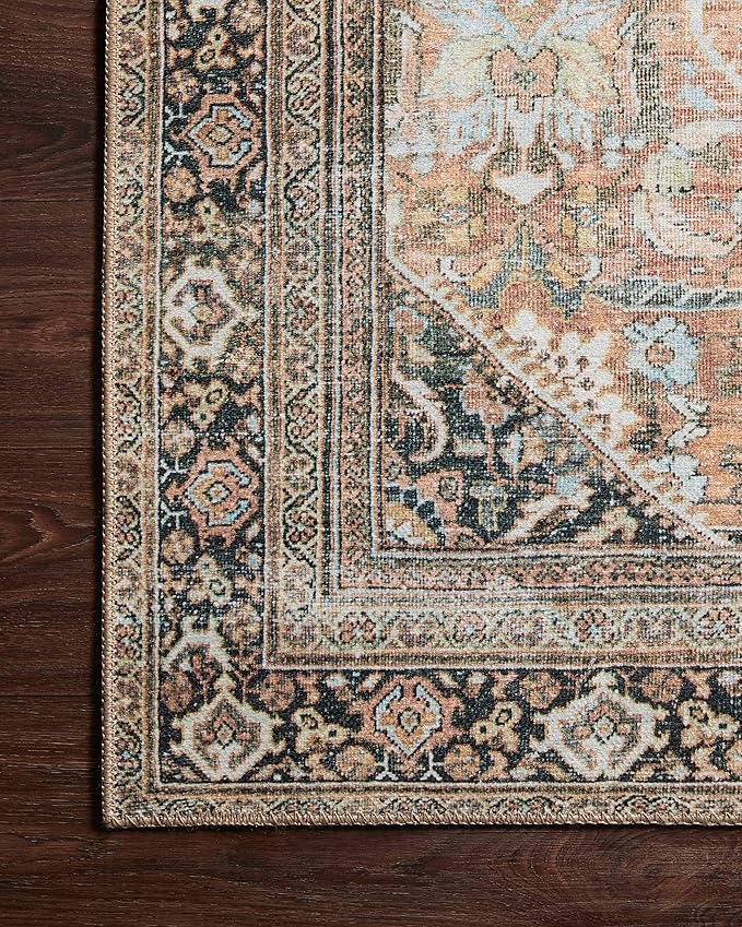 Loloi II Wynter Collection WYN-02 Auburn/Multi 5'-0" x 7'-6", .13" Thick, Area Rug, Soft, Durable, Printed, Vintage Inspired, Low Pile, Non-Shedding, Easy Clean, Living Room Rug
