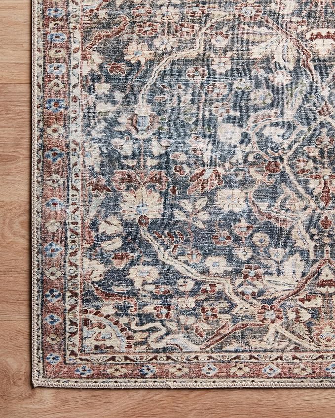 Loloi Chris Loves Julia Jules Collection JUL-06 Denim/Spice 7'-6'' x 9'-6'', .13" Pile Height, Area Rug