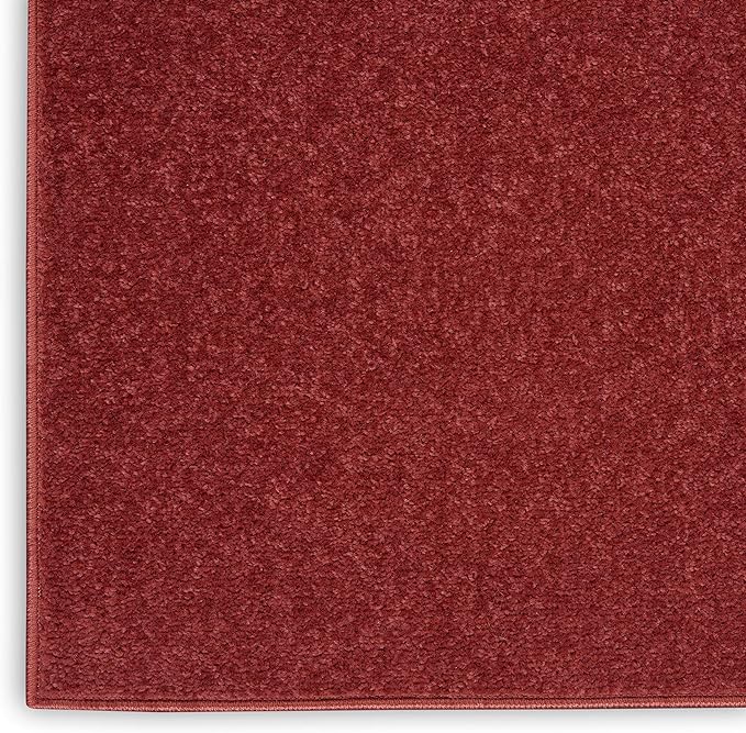 Nourison Essentials Indoor/Outdoor Brick Red 9' x Square Area Rug, Easy Cleaning, Non Shedding, Bed Room, Living Room, Dining Room, Backyard, Deck, Patio (9 Square)