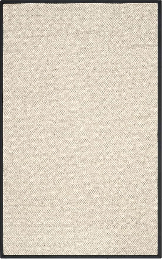Safavieh Natural Fiber Collection Area Rug - 6' x 8', Marble & Black, Sisal with Cotton Border, Ideal for The Living Room, Bedroom, Dining Room (NF143A-68)