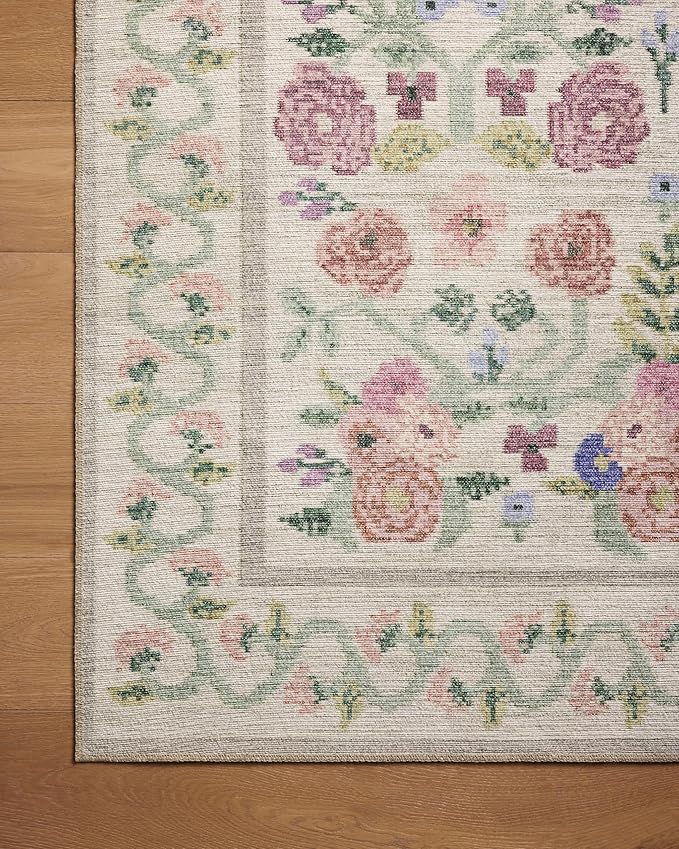 Loloi Rifle Paper Co. Rosa Collection RSA-01 Ivory 2'-0" x 5'-0" Accent Rug