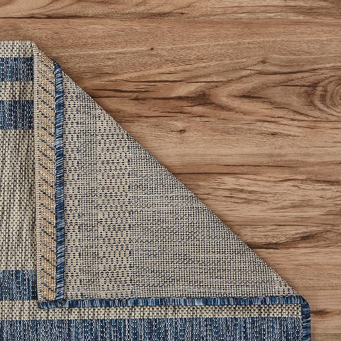 LR Home 5 x 7 Indoor/Outdoor Area Rug for Home Decor | Nautical Anchor carpet for living room, bedroom, playroom, patio, garden | Modern farmhouse rug | Denim Blue/Gray