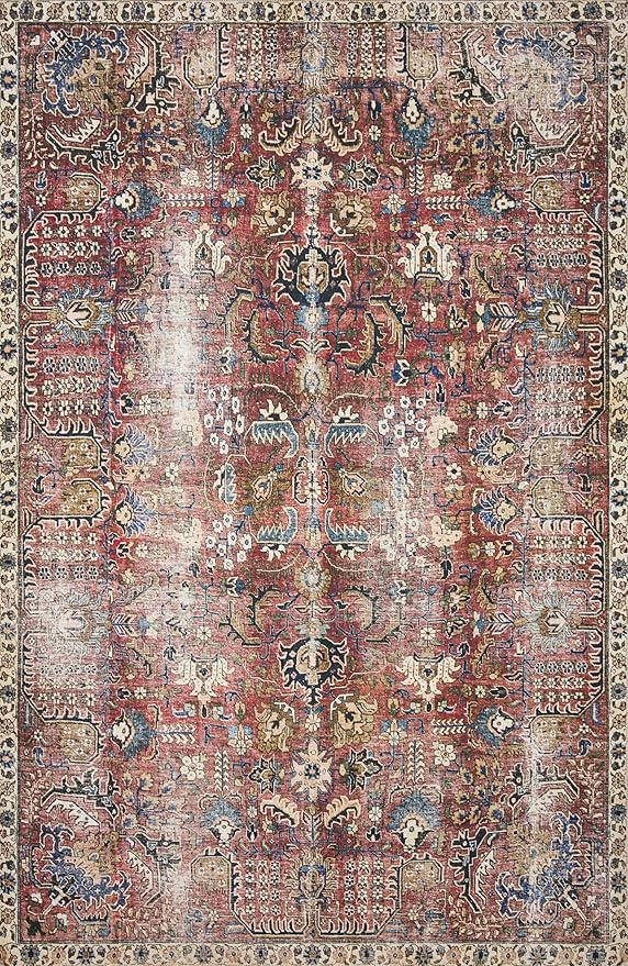 Loloi Chris Loves Julia Jules Collection JUL-01 Merlot/Multi 5'-0'' x 7'-6'', .13" Pile Height, Area Rug