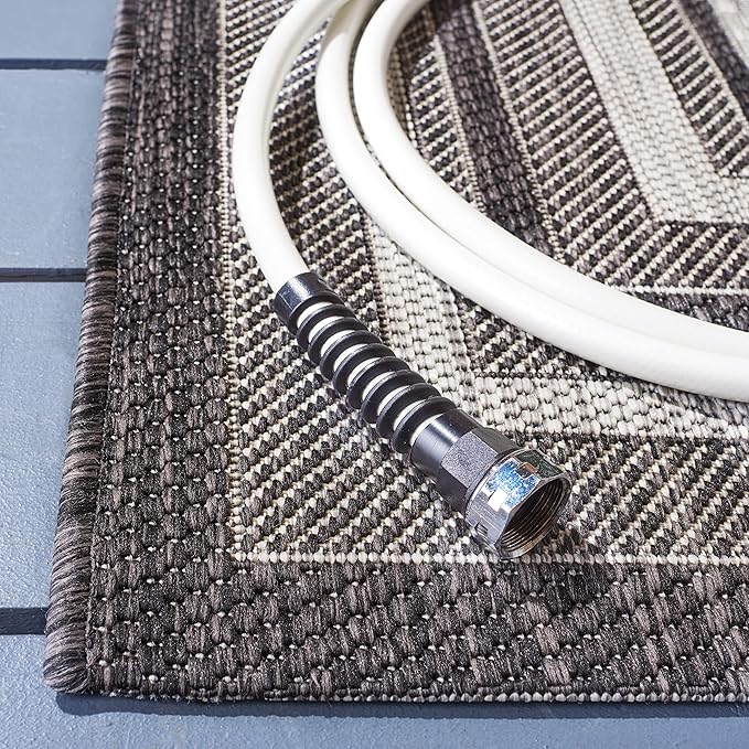 SAFAVIEH Courtyard Collection Runner Rug - 2'3" x 14', Light Grey & Black, Non-Shedding & Easy Care, Indoor/Outdoor & Washable-Ideal for Patio, Backyard, Mudroom (CY8475-37612)