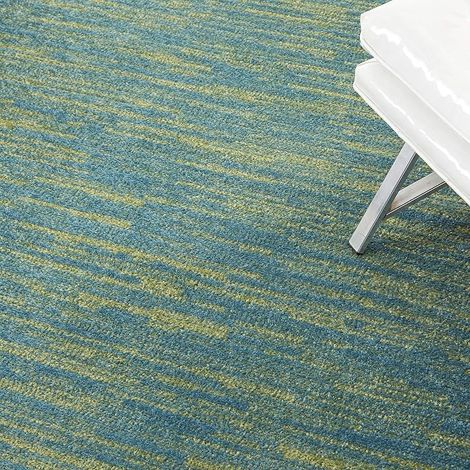 Nourison Essentials Indoor/Outdoor Blue Green 5' x 7' Area Rug, Easy Cleaning, Non Shedding, Bed Room, Living Room, Dining Room, Backyard, Deck, Patio (5x7)