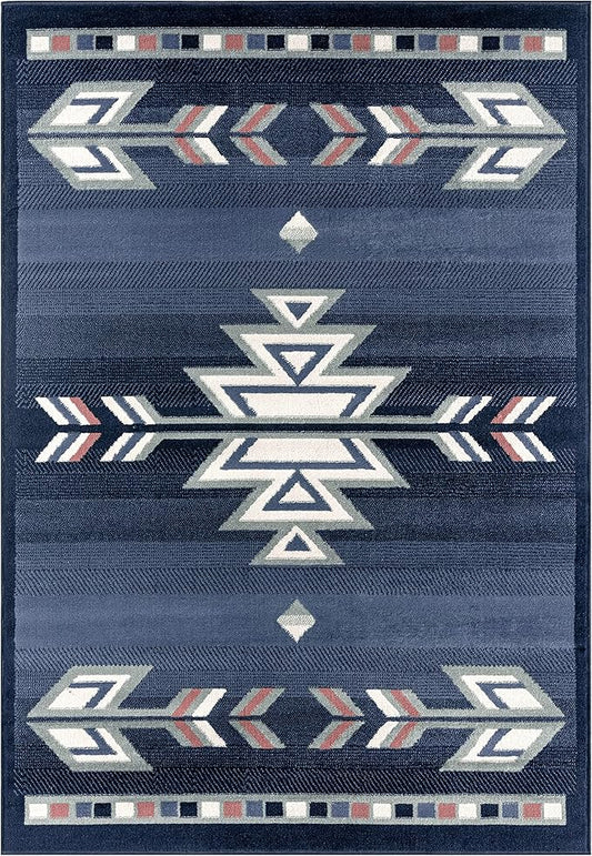 Home Dynamix Premium Sagrada Southwestern Geometric Area Rug Blue/Grey, 5'2"x7'4"