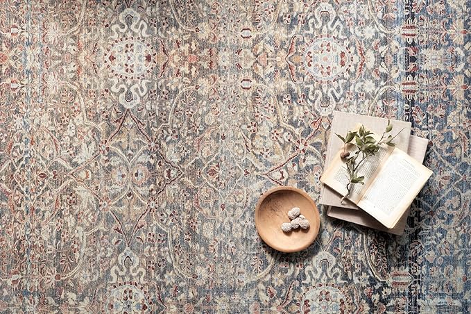 Loloi Chris Loves Julia Jules Collection JUL-06 Denim/Spice 2'-6'' x 12'-0'', .13" Pile Height, Runner Rug