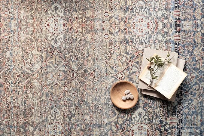Loloi Chris Loves Julia Jules Collection JUL-06 Denim/Spice 7'-6'' x 9'-6'', .13" Pile Height, Area Rug