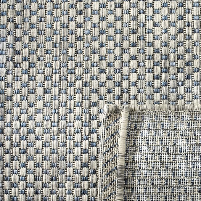 SAFAVIEH Courtyard Collection 8' x 10' Grey/Navy CY8521 Indoor/ Outside Waterproof Easy cleansingPatio Backyard Mudroom Area Mat