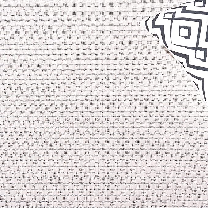 SAFAVIEH Courtyard Collection Runner Rug - 2'3" x 12', Ivory & Aqua, Geometric Pattern, Indoor/Outdoor & Washable, Ideal for Patio, Backyard, Mudroom (CY8475-53612-212)