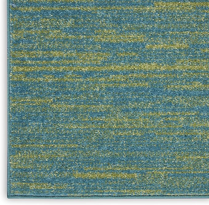 Nourison Essentials Indoor/Outdoor Blue Green 5' x 7' Area Rug, Easy Cleaning, Non Shedding, Bed Room, Living Room, Dining Room, Backyard, Deck, Patio (5x7)